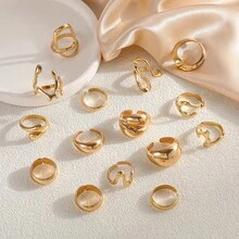 5/14/15/29 buc Set de inele metalice vintage elegante cu bandă largă, design gros, pentru femei, potrivite pentru fete de zi cu zi, petrecere, ținute de nuntă, bijuterii la modă cadou pentru iubită, prietenă