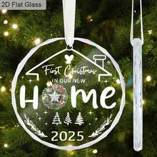 1 buc cadouri de casă nouă, primul Crăciun în casa noastră nouă, ornament din sticlă decorare casă nouă, cadou de casă nouă, decorațiune agățată de Crăciun, decorațiune de brad, cadou creativ pentru casă nouă, decorațiune de Crăciun