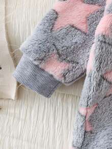 Infant/Toddler Girls' Star Pattern Fuzzy Zip-Up Jumpsuit