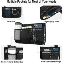 Wheelchair Side Pouch, Wheelchair Armrest Bag Accessory, Waterproof Wheelchair Side Bag With Reflective Stripes, Suitable For Walkers, Wheelchairs, Electric Scooters, Black/Gray/Red/Purple/Navy With Hook & Loop Closure Wheelchair Armrest Storage Bag - Durable Polyester Material - Multicolor - View 9