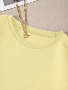 LCWomen's Drop Shoulder Long Sleeve Sweatshirt,Long Sleeve Tops Graduation,Back To School Outfits,Graduation,Teacher Outfits Women,Back To School Pullover Fall OutfitCasual Daily Wear - 黃色 - 查看 7