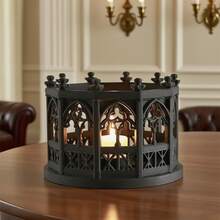 哥特复古黑色节日烛台，节日装饰烛台皇冠设计 | 创意可爱烛台，茶杯烛台烛托，高品质塑料雕像桌面摆件，适用于家居、客厅、新年、开斋节、生日等场合，可作为礼物赠送 - 彩色 - 查看 2