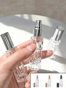 10ml Flacone spray per profumo in vetro di alta qualità, ricaricabile, con pompa spray, flacone sottopacco, piccolo flacone da viaggio per profumo, contenitore per profumo portatile vuoto per viaggi, soggiorni, case, camere da letto, bagni, decorazioni per la casa, viaggi, matrimoni, feste di compleanno, regali per uomini, mamme, papà, amici, accessori per Capodanno, regali divertenti, strumento da viaggio portatile - Argento - Visualizzare 1