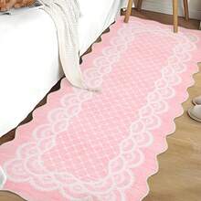 Home Decor Kitchen Area Rug Bordered Thin Carpet Non Shedding Non Slip Stain Resistant Floorcover Low Pile Printed Washable Hallway Runner Rug Soft Easy To Clean Mat Throw Rug For Bathroom Bedroom Living Room Dinning Room Laundry - Pink - View 4