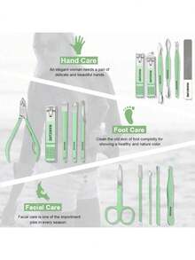 Nail Clippers Set Fingernail And Toenail Clipper Cutters, Manicure Pedicure Kit 16 Pieces Stainless Steel Professional Grooming Kits, Nail Care Tools With Luxurious Travel Case, Gifts For Wife Girlfirend Cute Girl, Cutics-Green - Mint Green - View 2
