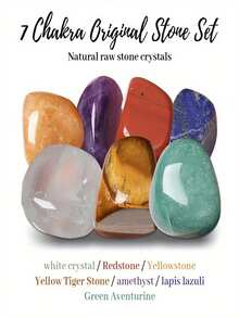 7pcs Chakra Stones Set - Natural Rough Gemstones For Aquariums, Home & Garden Decor - Multicolor - View 2