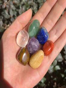 7pcs Chakra Stones Set - Natural Rough Gemstones For Aquariums, Home & Garden Decor - Multicolor - View 5