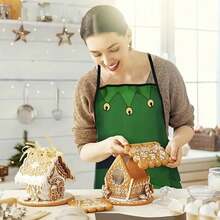 4件套圣诞围裙、可爱厨房烹饪围裙、圣诞精灵圣诞老人雪人围裙、可调节厨房烹饪围裙、趣味女式厨师围裙