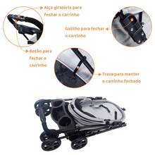 Mighor Carrinho de passeio para Pet, animal de estimação, cachorro, cão, gato de pequeno porte até 15 Kg - Cinza - Visão 8