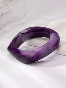 1 buc Brățară la modă din rășină multicoloră - Brățară cu design geometric asimetric, Stil boho versatil, Potrivită pentru ținute casual și de sărbătoare, Accesoriu pentru toate anotimpurile