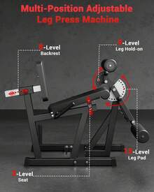 Leg Extension And Curl Machine, 4-In-1 Leg Press Machines For Home Gym, 700Lbs Weight Capacity Adjustable Workout Equipment, Exercise Bench For Lower Body - Red and Black - View 5