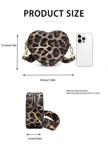Leopard Print Heart-Shaped Bag Women's Shoulder Crossbody Bag, Fashionable Mini Love Bag, Suitable For Daily Travel, Parties, Leisure, Also Suitable For Giving Gifts To Female Friends