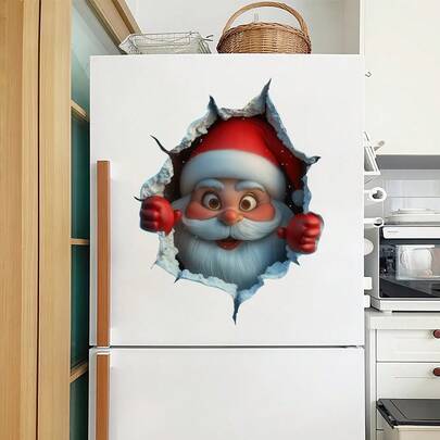 Naklejka ścienna z motywem Świętego Mikołaja, zabawna dekoracja na magnes na lodówkę do kuchni, sypialni, wystroju domu, samoprzylepna, dekoracja świąteczna