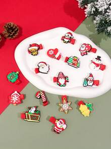 16pcs Women's Cute & Festive Christmas-Themed Hair Clips/Pins - Santa Claus, Snowman, Bells, Christmas Tree, Christmas Elements Decor For Bangs/Christmas Party, Claw Clips, Hair Claws, Hair Slide, Hair Barrettes