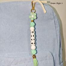 1-Piece Flower Bag Charm, Tassel Pendant, Available In Multiple Flower Colors, Customizable With Name And Initials Beads, Suitable As A Birthday/Holiday Gift For Mother/Family/Girlfriend. - Multicolor - View 16