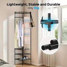 1pc Heavy Duty Freestanding Garment Rack - Space Saving Closet Organizer With Hooks, Sturdy Metal Construction, No Assembly Required - Suitable For Bedroom, Wardrobe, Living Room - Modern Black/White Clothes Rack, Ideal For Small Spaces, Bedroom Storage, Stylish Design, Polished Surface, Essential Storage Solution For Apartment Dwellers