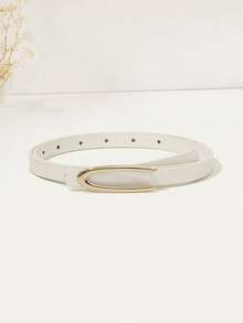 1pc Women's Adjustable Size Gold Buckle Belt, Suitable For Jeans, Casual Wear, Jackets, Skirts, Daily Use, Bohemian PU Leather Cross Grain Belt For Everyday Outings