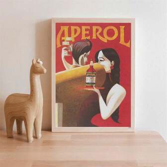 1pc Unframed Canvas Poster, Retro Art, Aperol Wall Art, Vintage Poster Art, Bar Decor, Beverage Print Ideal Gift For Bedroom Living Room Corridor, Wall Art, Wall Decor, Winter Decor, Room Decoration