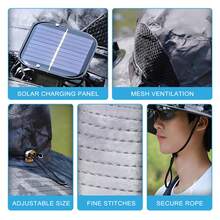 Outdoor Wide Brim Solar Charging Sun Hat, Easy To Carry - Long-Lasting Battery Life - Unisex Fishing Solar Fan Hat, Built-In Fan Bucket Hat For Fishing, Hiking, Camping - Dark Grey - View 5