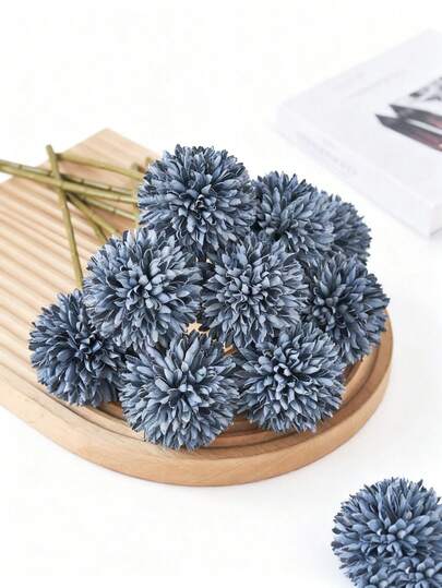 Paraíso em Flor 2 Peças Flores Artificiais Bola de Crisântemo de Seda Arranjo de Hortênsia Buquê de Casamento Decoração Casa Cozinha Jardim Festa Mesa Flor Arranjo de Mesa DIY (Azul Névoa)