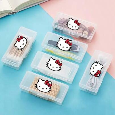 Sanrio Caixa de armazenamento portátil Hello Kitty, estojo para remédios de viagem, organizador e porta-cotonetes