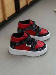 儿童高帮运动鞋，新款秋季时尚运动鞋，韩版男童休闲运动鞋，女童及婴儿白色鞋，婴幼儿运动鞋 - 酒紅色 - 查看 4