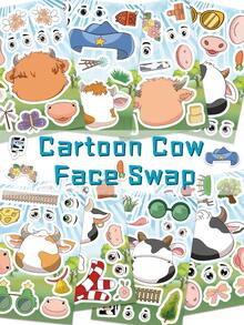 8PCS Cartoon Cow Face Swap Puzzle Sticker Cartoon Creative Personalized Stickers For Laptop Phone Waterproof Vinyl Junk Journal Sticker Boys Girls Animal Party Favors Thanksgiving Christmas Decorations Home Wall Decor
