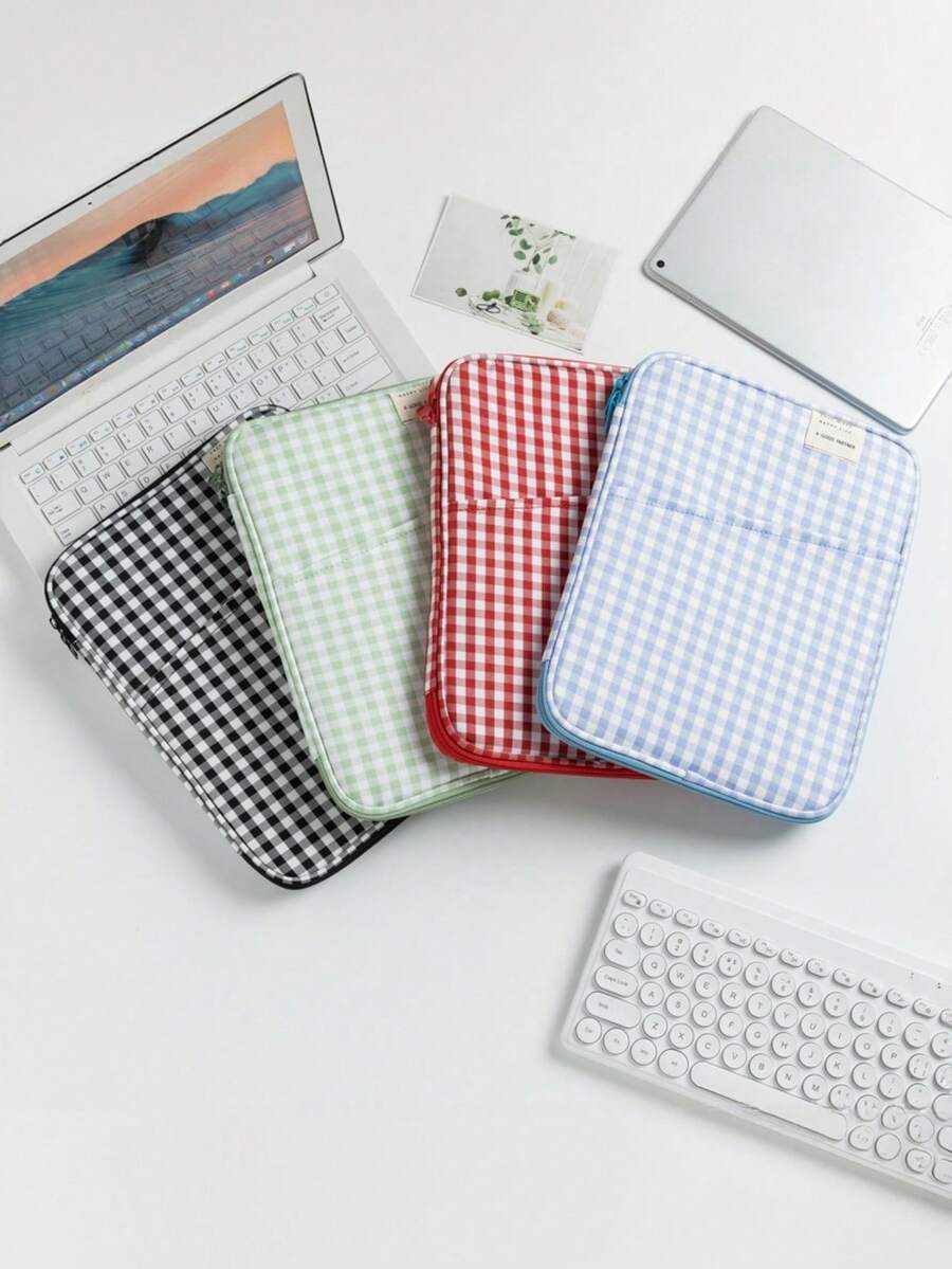 Koreanischer Stil Livework Karomuster iPad Tablet Hülle, passend für 11" & 13" Laptop Hülle, Laptoptasche, Laptophülle, Laptopcover für Reisen, wasserdicht, tragbar für Herren Laptoptaschen