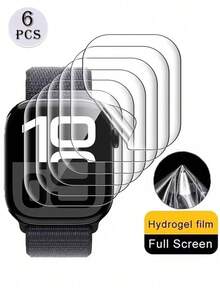 6 片透明系列 10/11 水凝胶屏幕保护膜，防刮软膜适用于 38/40/41/42/44/45/49mm Ultra/SE/8/7/6/5/4/3/2/1 - 無色 - 查看 5