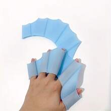 1pc Silicone Mesh Finger Gloves For Enhanced Swimming Speed & Strength - Ideal Training Gear, Pair Of Hand Fins, Fit, Lightweight & Durable Swim Equipment, Speed Enhancement Gloves | Webbed Hand Design | Silicone Swim Gloves Adult Swimming Paddle Palm Children Frog Handwebs, Swimming Gear - 淺藍色 - 查看 3