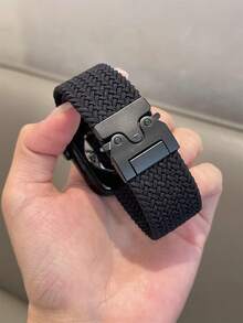 1条男女通用尼龙表带，兼容，尺寸包括42mm、38mm、40mm、41mm、44mm、45mm、46mm和49mm，时尚智能手表替换表带，适用于Series Ultra2、Ultra SE2、SE 11、10、9、8、7、6、5、4、3、2、1等型号，是返校学生的理想礼物 - 黑色 - 查看 4