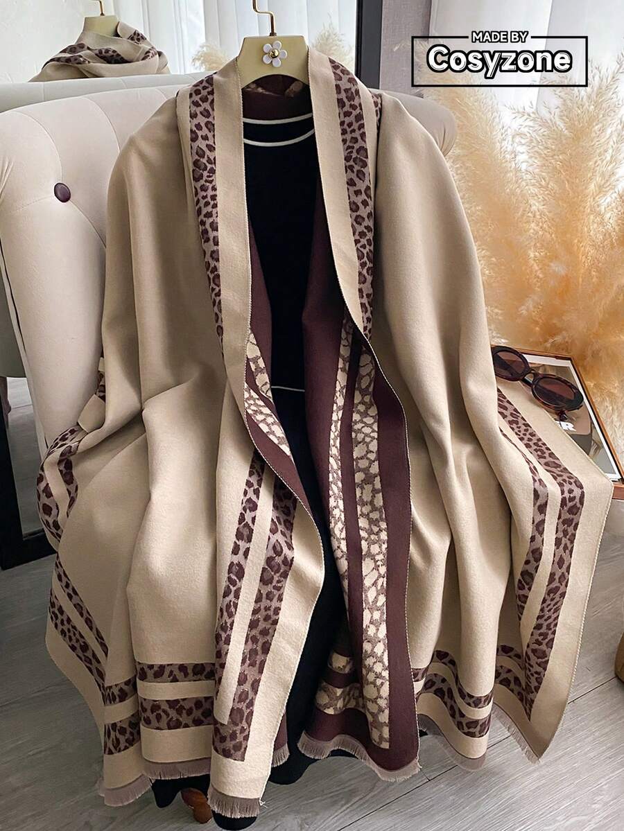 1 Stück Damen umkehrbarer Faux-Kaschmir Farbblock modischer vielseitiger Klimaanlage Schal, dick & warm für den täglichen Gebrauch, Herbst/Winter für Kleider