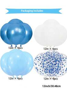 1/18/19 piezas Pancarta de Feliz Cumpleaños, Decoración de Cumpleaños Azul, 16 Globos de 12 pulgadas con 2 Cintas para Decoración de Fiesta de Cumpleaños de Niños y Niños de Cualquier Edad