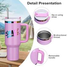 12 Pack 40oz Glossy Coating Rainbow Plated Tumbler With Removable Handle With Lid And Straw, Stainless Steel Double Wall Insulated Cup For Laser Engraving Tumbler, For Travel Camping Water Bottle, It's Available In A Choice Of Colours - 粉色 - 查看 2