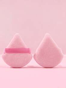 2 piezas Borla de terciopelo triangular Herramienta de maquillaje cosmético para el rostro y los ojos Esponja reutilizable lavable Mini accesorio de borla de polvo - Multicolor - Ver 9