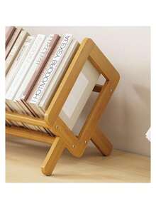 Bamboo & Wood Bookshelf, Book Storage Rack, Minimalist Style Bamboo & Wood Desktop Book Stand, Student Desk Organizer Rack, Multifunctional Office Desk Shelf, Desktop Decor, Minimalist Desktop Book Organizer, Desktop Book Display Rack - متعدد الألوان - مشاهدة 6