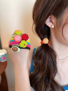6pcs Simulated Fruit Elastic Headband, Hair Accessories Suitable For Daily Wear And Party Decoration ,Ponytail Holders ,Hair Elastics ,Hair Rubber Bands ,Scrunchies ,Hair Rope ,Elastic Hair Tie