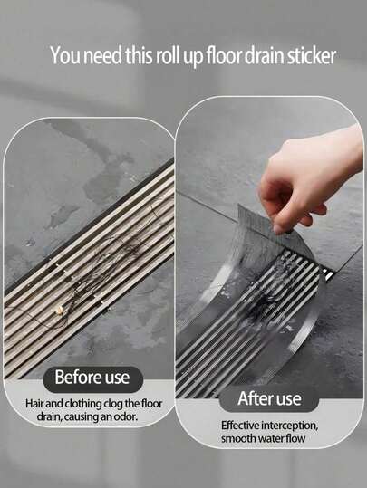 5M/1roll Disposable Cuttable Bathroom Floor Drain Sticker, Shower Drain Filter Hair Catcher, Kitchen Sink Drain Outlet Net With Bathroom Accessories, Bathroom Kitchen Accessories