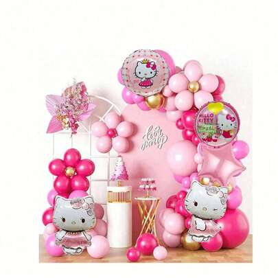8 قطع بالونات ألومنيوم بشكل هالو كيتي - ديكورات حفلة عيد الميلاد المنزلية، بالونات، قلوب، تيجان، ديكور خلفية حفلة هالو كيتي