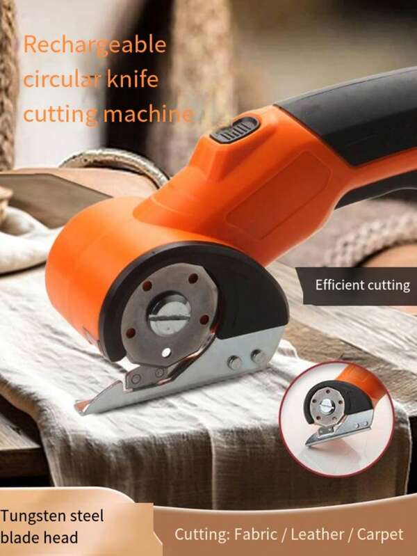مقص كهربائي قابل للشحن، آلة قطع دائرية صغيرة مع مصباح إضاءة وقفل أمان، مناسبة للقطع السريع للأقمشة والجلود والسجاد والورق، مقص خياطة احترافي، شفرة قابلة للاستبدال