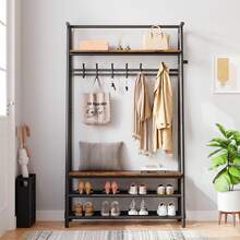 Clothing Racks - 39,4"W 1 Reihe Haken Braun - Übersicht 7