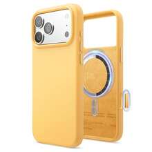 Elago Minimalist Dopamine Magnetic Liquid Silicone Case For IPhone 17 Pro Max, Compatible With MagSafe, Liquid Silicone Material, Protective Cover, Shockproof, Slim Phone, Fashion, Velvet - For Men, For Women, Luxury, Fashion, High Quality - Sunshine - 查看 2