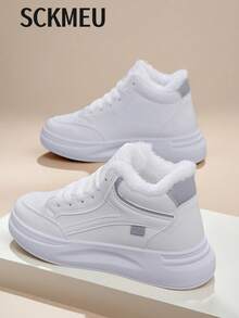 SCKMEU 2025 New Arrival Women's Warm Thermal Lined High-Top Casual Sneakers With Hidden Wedge Heel, Versatile & Comfortable For Winter