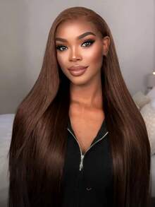 Eulisi Peruca Frontal de Renda 13X4 Reta de Cabelo Humano, Densidade de 150, Renda Transparente para Mulheres, Pré-Arrancada com Cabelo de Bebê, Cor Natural, Peruca Curta 8-14 polegadas, Cor Marrom 4#, Cor 613#, Cor Vermelho, Cor Borgonha Ombré, Loiro Mel P10/613#, P18/613#, Laranja - Preto - Visão 84