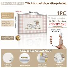 1pc Framed Canvas Wall Art, Pink Nursery Gallery Wall Set, Baby Girl Room Decor, Vintage Children's Room Decoration, Girl Gallery Art, Antique Nursery Wall Decor