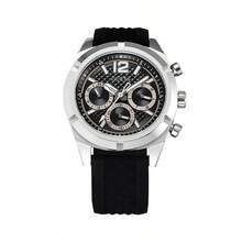 Guess Uhr Mode mechanischer Stil Drei-Augen Skelett Zifferblatt Silikon Armband Herren Quarz Uhr