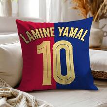 1个复古涤纶抱枕套，45*45厘米，巴塞罗那足球俱乐部图案，拉链封口，可机洗，不含枕芯，适用于各种房间，返校礼物，足球迷礼物 - 彩色 - 查看 4