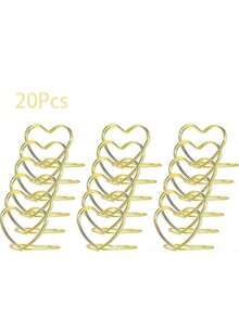 20 chiếc 3*2cm Giá đỡ ghi nhớ bằng kim loại hình trái tim hình tam giác để bàn Giá đỡ thẻ kẹp ảnh Giá đỡ thẻ tiệc cưới Giá đỡ tin nhắn, Giáng sinh - Vàng - Xem 4