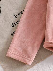 2pcs Baby Girls Cute Embroidered Rabbit Top Paired With Striped Jogger Pants, Fashionable Casual Outfit, Autumn/Winter - وردي فاتح - مشاهدة 4