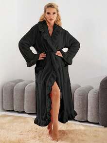 2/1 Damen Ultra Weiche Rüschen Knöchellange Fleece Bademantel Mit Verstärkten Rüschen, Loungewear, Premium Damen Plüsch Weicher Bademantel, Mode Nachtwäsche Bademäntel Mit Taschen, Weich Warm Langer Bademantel, Plüsch Spa Bademäntel Lounge Bademantel, Geeignet Für Badezimmer, Schlafzimmer, Wohnzimmer, Pool - Verschiedenfarbig - Übersicht 10